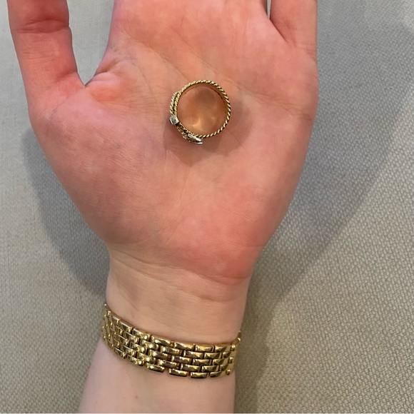 Vintage💙18KT Gold💙 Diamond and Sapphire Mini Belt Buckle Ring - Picture 9 of 15